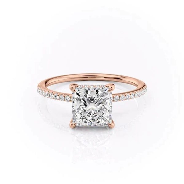 The Pave Kamellie Set With A 4 Carat Princess Moissanite For Cheap