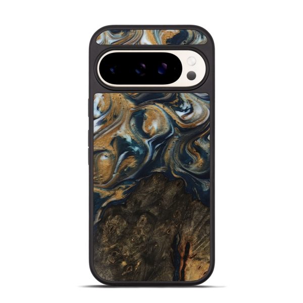 Pixel 9 Pro Wood Phone Case - Ruie (Teal & Gold, 743933) For Discount