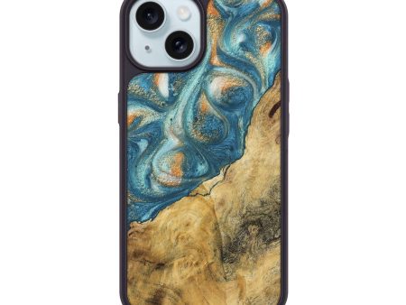 iPhone 15 Wood Phone Case - Leopold (Teal & Gold, 743460) Fashion