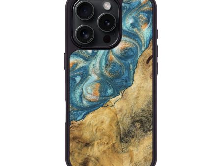 iPhone 16 Pro Wood Phone Case - Leopold (Teal & Gold, 743460) Supply