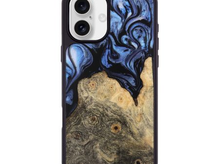 iPhone 16 Plus Wood Phone Case - Tadio (Blue, 743528) Fashion