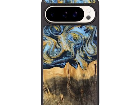 Pixel 9 Pro Wood Phone Case - Denzil (Teal & Gold, 743916) Hot on Sale