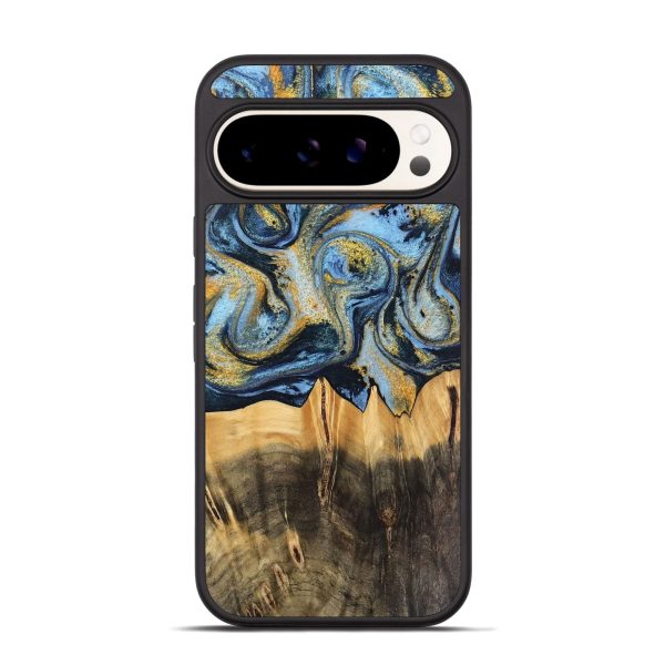 Pixel 9 Pro Wood Phone Case - Denzil (Teal & Gold, 743916) Hot on Sale