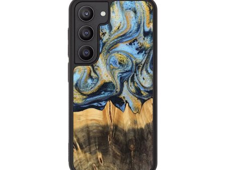 Galaxy S23 Wood Phone Case - Denzil (Teal & Gold, 743916) Discount