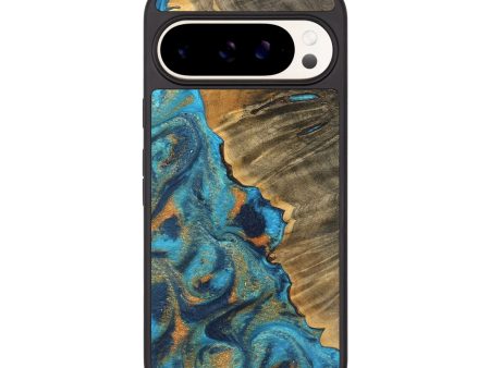 Pixel 9 Wood Phone Case - Luverne (Teal & Gold, 744021) For Cheap