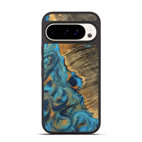 Pixel 9 Wood Phone Case - Luverne (Teal & Gold, 744021) For Cheap