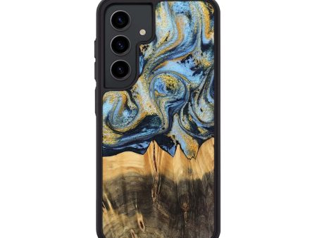 Galaxy S24 Wood Phone Case - Denzil (Teal & Gold, 743916) Hot on Sale