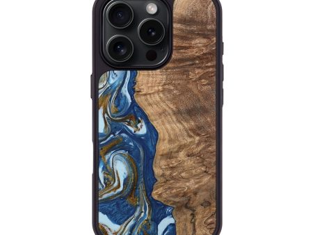 iPhone 16 Pro Wood Phone Case - Chong (Teal & Gold, 743070) Online Sale