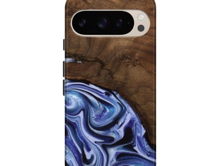 Pixel 9 Pro Wood Live Edge Phone Case - Livia (Blue, 742595) For Sale