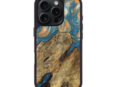 iPhone 16 Pro Wood Phone Case - Norrie (Teal & Gold, 743455) For Cheap