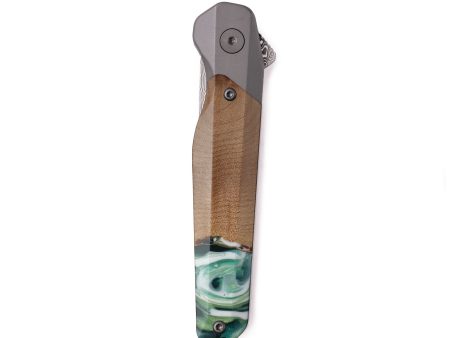 Live Edge Wood Pocket Knife - Kiana (Green, 742606) Discount