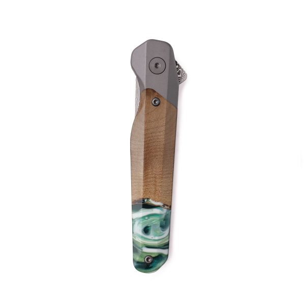 Live Edge Wood Pocket Knife - Kiana (Green, 742606) Discount