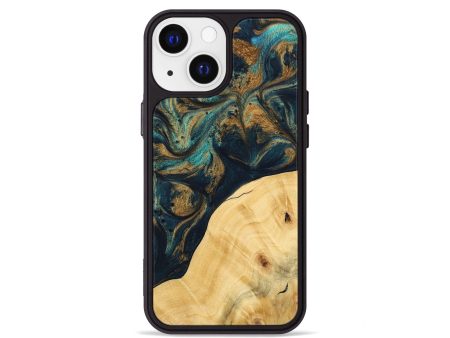 iPhone 13 mini Wood Phone Case - Ellynn (Teal & Gold, 743438) Cheap