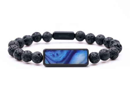 Lava Bead Wood Bracelet - Terri (Blue, 742940) Online