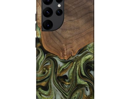 Galaxy S22 Ultra Wood Live Edge Phone Case - Caralie (Green, 742573) For Cheap