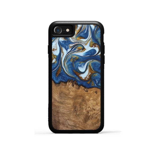 iPhone SE Wood Phone Case - Haroon (Teal & Gold, 743031) Online Hot Sale