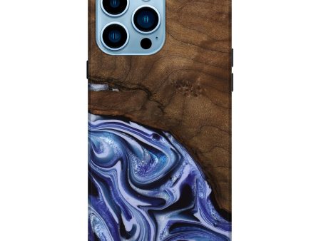 iPhone 14 Pro Max Wood Live Edge Phone Case - Livia (Blue, 742595) on Sale