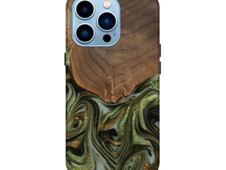 iPhone 14 Pro Wood Live Edge Phone Case - Caralie (Green, 742573) Sale