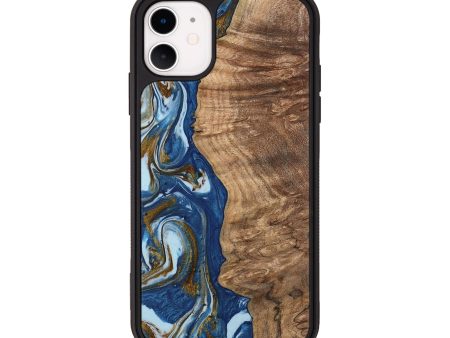 iPhone 11 Wood Phone Case - Chong (Teal & Gold, 743070) Online Sale