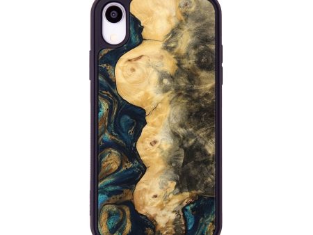 iPhone Xr Wood Phone Case - Hamp (Teal & Gold, 743422) Supply