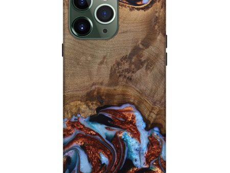 iPhone 13 Pro Max Wood Live Edge Phone Case - Andrei (Teal & Gold, 742962) Supply