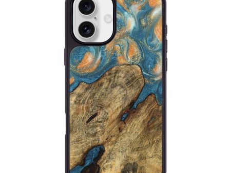 iPhone 16 Plus Wood Phone Case - Norrie (Teal & Gold, 743455) Sale