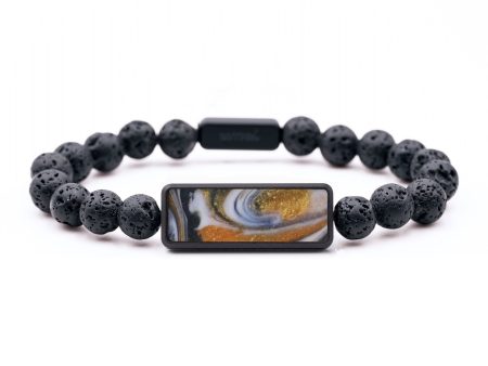 Lava Bead Wood Bracelet - Claudia (Teal & Gold, 743701) For Cheap