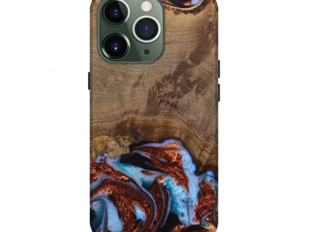 iPhone 13 Pro Wood Live Edge Phone Case - Andrei (Teal & Gold, 742962) Online Sale