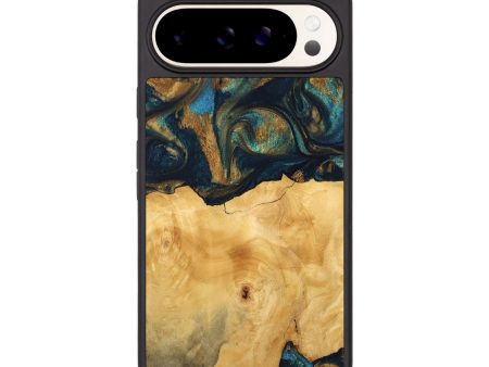 Pixel 9 Pro XL Wood Phone Case - Margot (Teal & Gold, 743423) on Sale