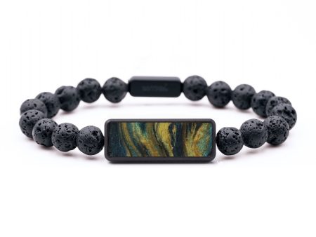 Lava Bead Wood Bracelet - Miranda (Teal & Gold, 743696) For Cheap