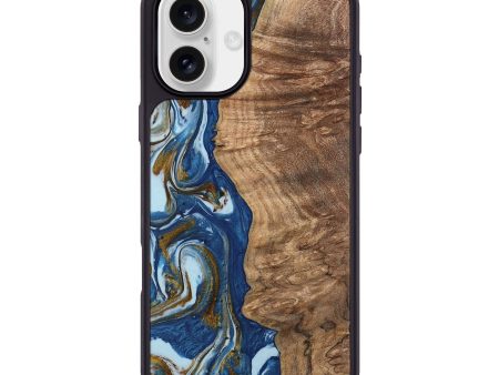 iPhone 16 Plus Wood Phone Case - Chong (Teal & Gold, 743070) Sale