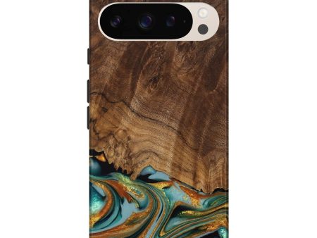 Pixel 9 Pro XL Wood Live Edge Phone Case - Huong (Teal & Gold, 742973) Sale