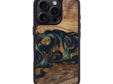 iPhone 16 Pro Wood Phone Case - Pete (Teal & Gold, 743456) Hot on Sale