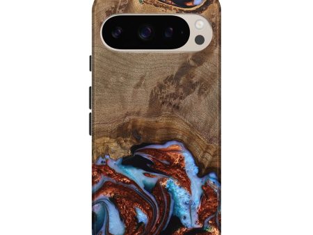 Pixel 9 Wood Live Edge Phone Case - Andrei (Teal & Gold, 742962) Cheap