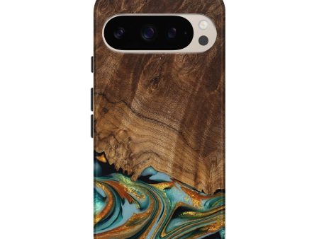 Pixel 9 Wood Live Edge Phone Case - Huong (Teal & Gold, 742973) Online Sale