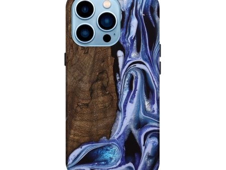 iPhone 14 Pro Wood Live Edge Phone Case - Kymi (Blue, 742596) For Discount