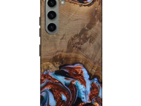 Galaxy S23 Plus Wood Live Edge Phone Case - Andrei (Teal & Gold, 742962) Online Hot Sale