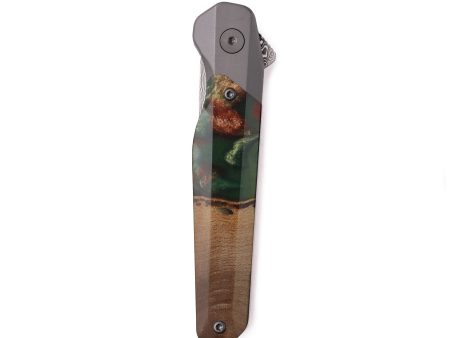 Live Edge Wood Pocket Knife - Aden (Green, 742613) Online Sale