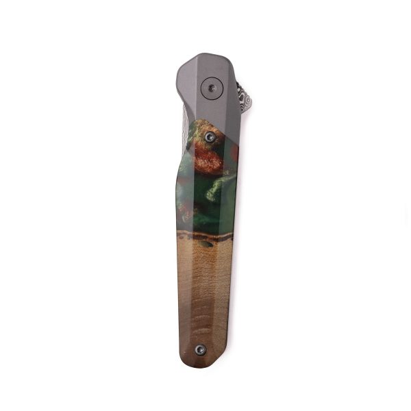 Live Edge Wood Pocket Knife - Aden (Green, 742613) Online Sale