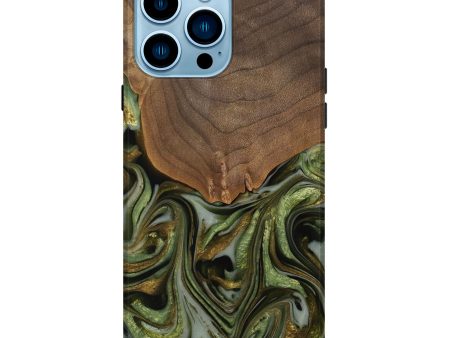 iPhone 14 Pro Max Wood Live Edge Phone Case - Caralie (Green, 742573) Online now