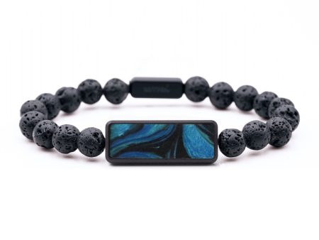 Lava Bead Wood Bracelet - Leigh (Blue, 742923) For Cheap