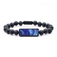 Lava Bead Wood Bracelet - Ruth (Blue, 742920) on Sale