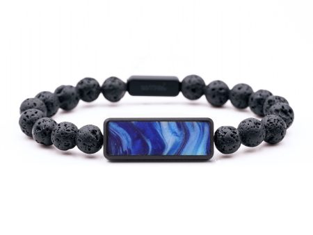 Lava Bead Wood Bracelet - Ruth (Blue, 742920) on Sale