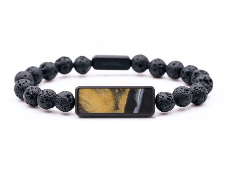 Lava Bead Wood Bracelet - Clyde (Black & White, 743743) on Sale