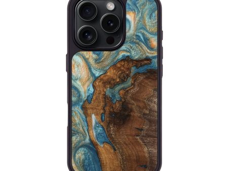 iPhone 16 Pro Wood Phone Case - Wiebe (Teal & Gold, 743432) For Cheap