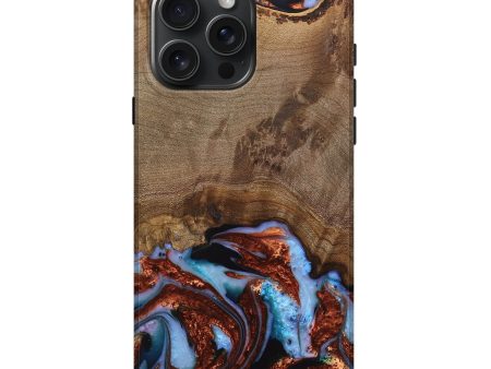 iPhone 16 Pro Max Wood Live Edge Phone Case - Andrei (Teal & Gold, 742962) Online