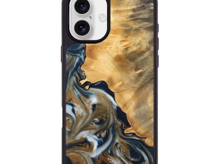 iPhone 16 Plus Wood Phone Case - Mella (Teal & Gold, 743939) Online Hot Sale