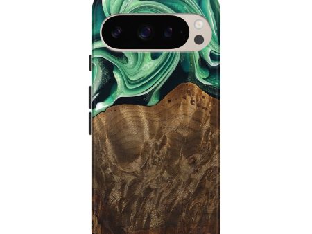 Pixel 9 Pro Wood Live Edge Phone Case - Piper (Green, 742978) Fashion