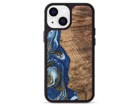 iPhone 13 mini Wood Phone Case - Chong (Teal & Gold, 743070) Discount