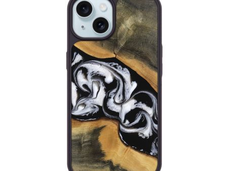 iPhone 15 Wood Phone Case - Moina (Black & White, 743126) For Sale